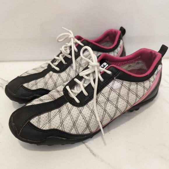FootJoy Women's Summer Series Pink White Black Leather Upper Golf Shoes 7.5 - Picture 2 of 10